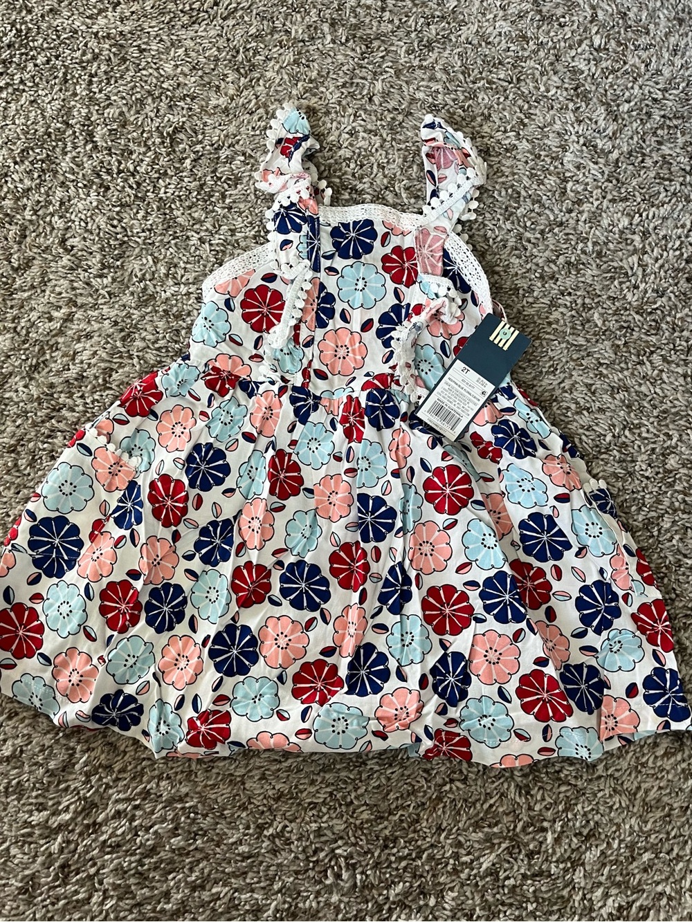 NWT Genuine Kids from Oshkosh 2T Girls Red White Blue Floral Dress